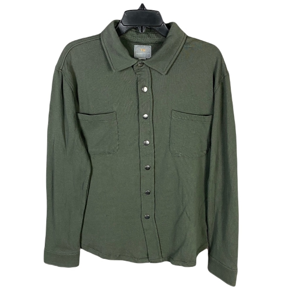 Thomas Dean Mens Shirt Jacket In Charcoal with Silver Snap Buttons Size …
